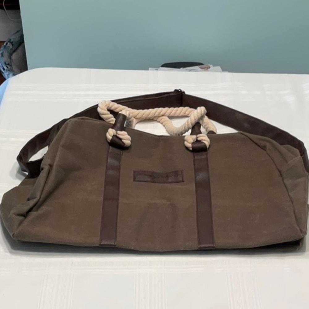 Tommy Bahama Brown Canvas Duffle Bag